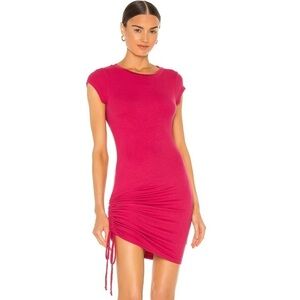 NWT LA Made Isla Ribbed Side Cinched Mini Dress in Pink